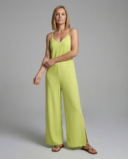 Damen Ärmelloser Jumpsuit V-Ausschnitt Weites Bein - Norvielle