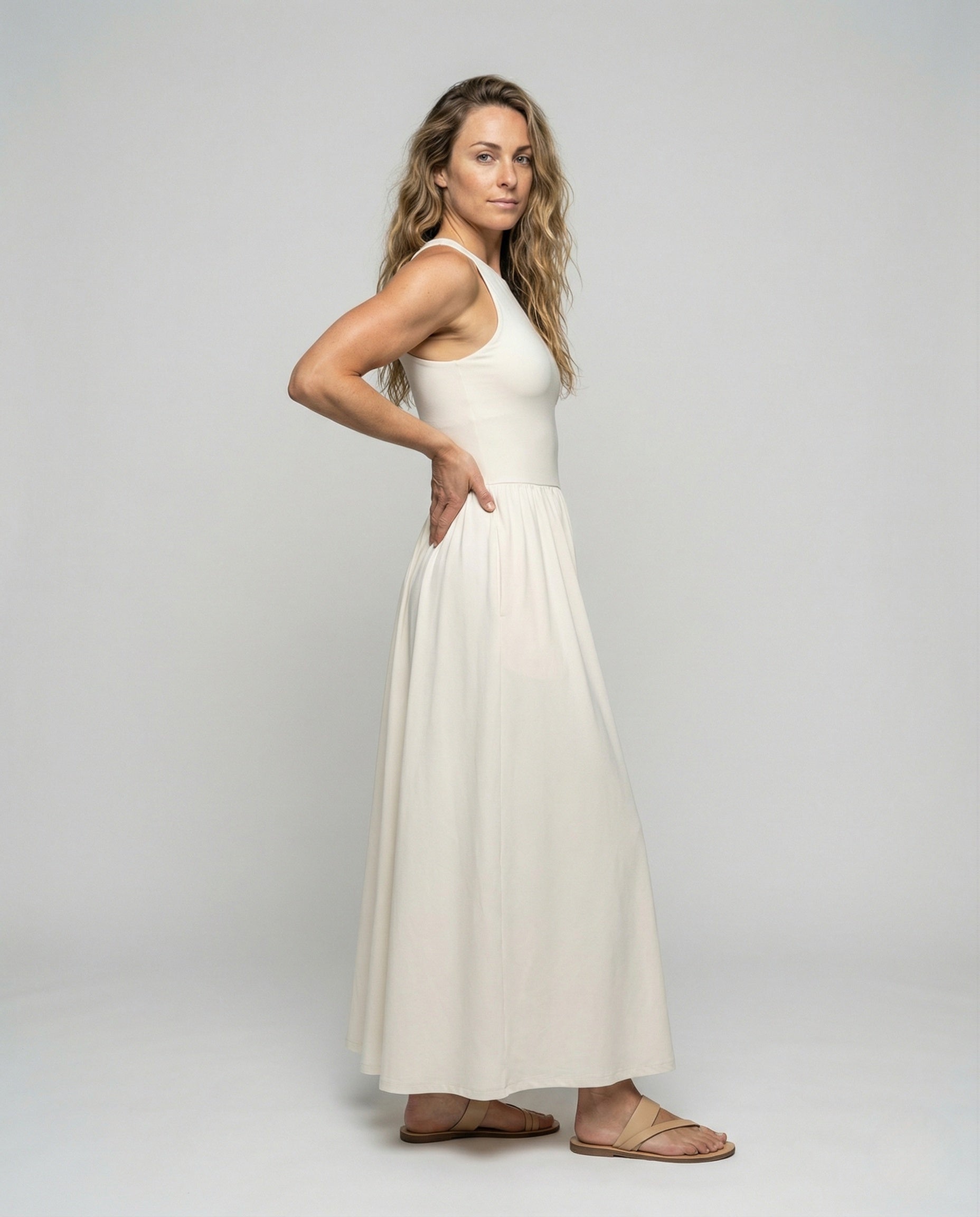 Damen Ärmelloses Maxikleid Rippoberteil - Norvielle