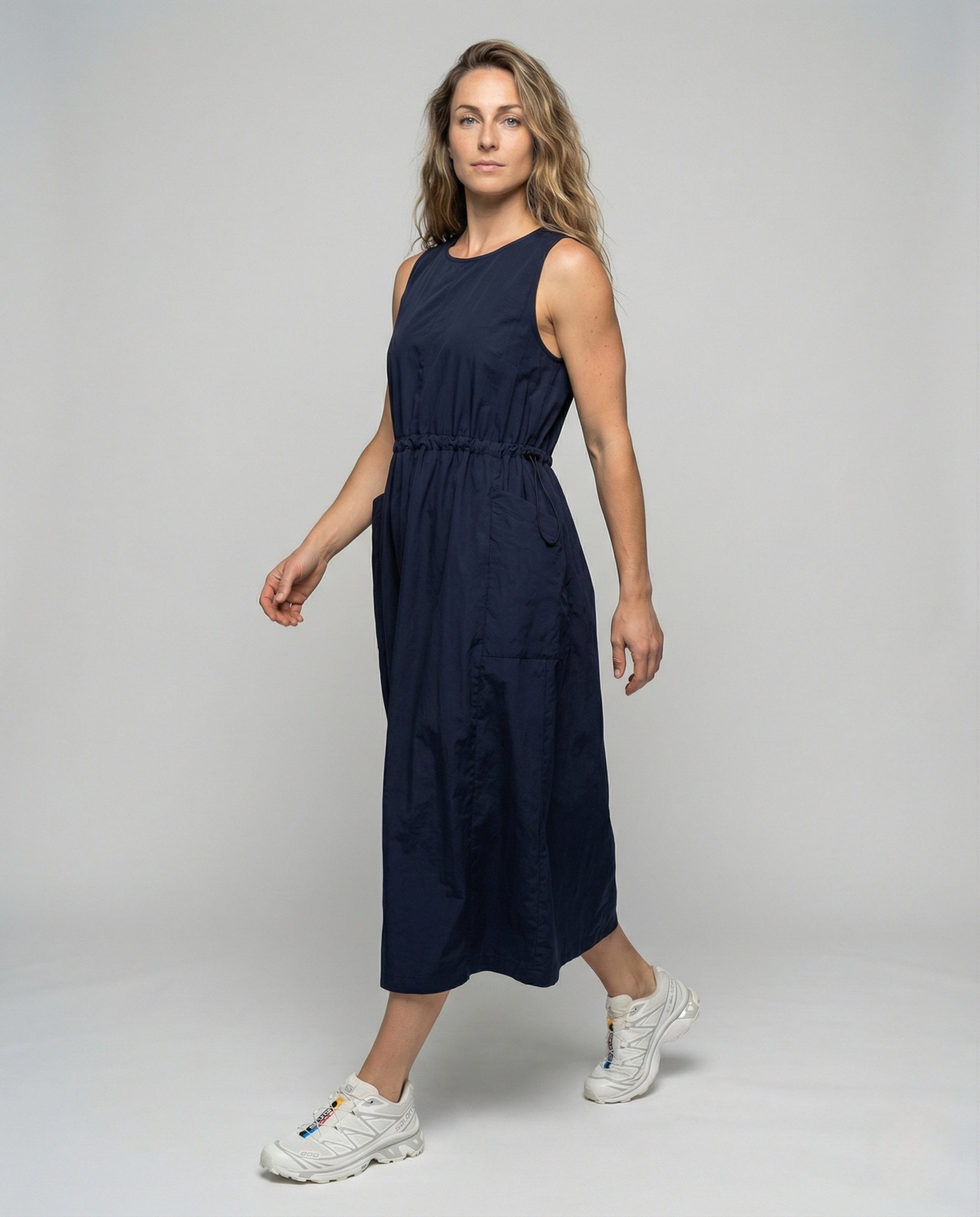 Damen Ärmelloses Midikleid Kordelzug Bund - Norvielle