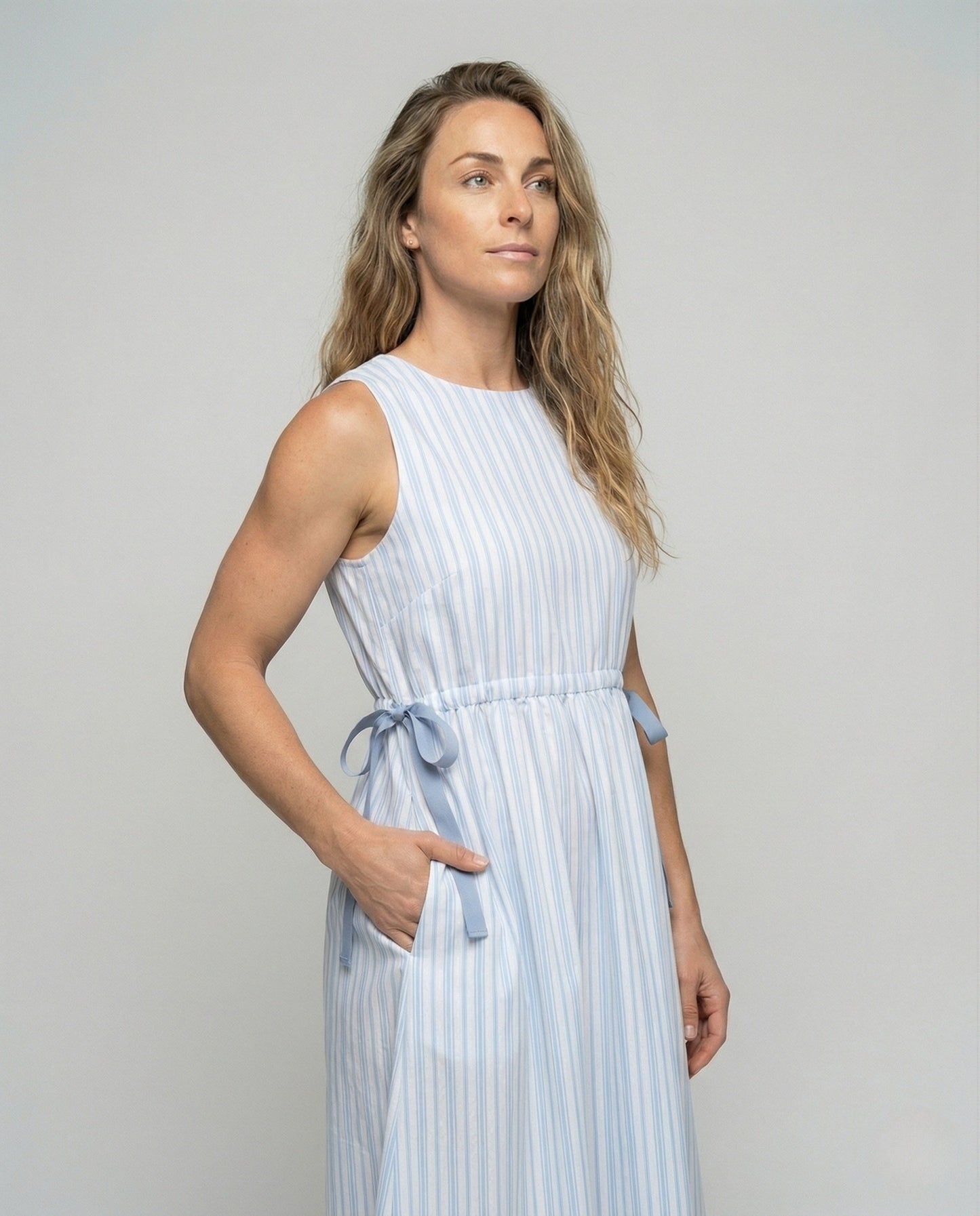 Damen Ärmelloses A-Linien Midikleid mit Tunnelzug - Norvielle