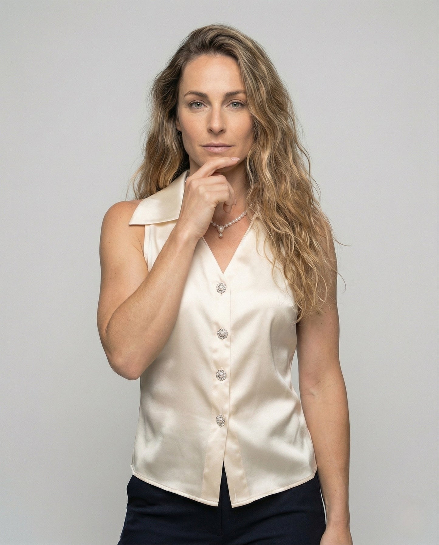 Damen Seidenhemd V-Ausschnitt - Norvielle