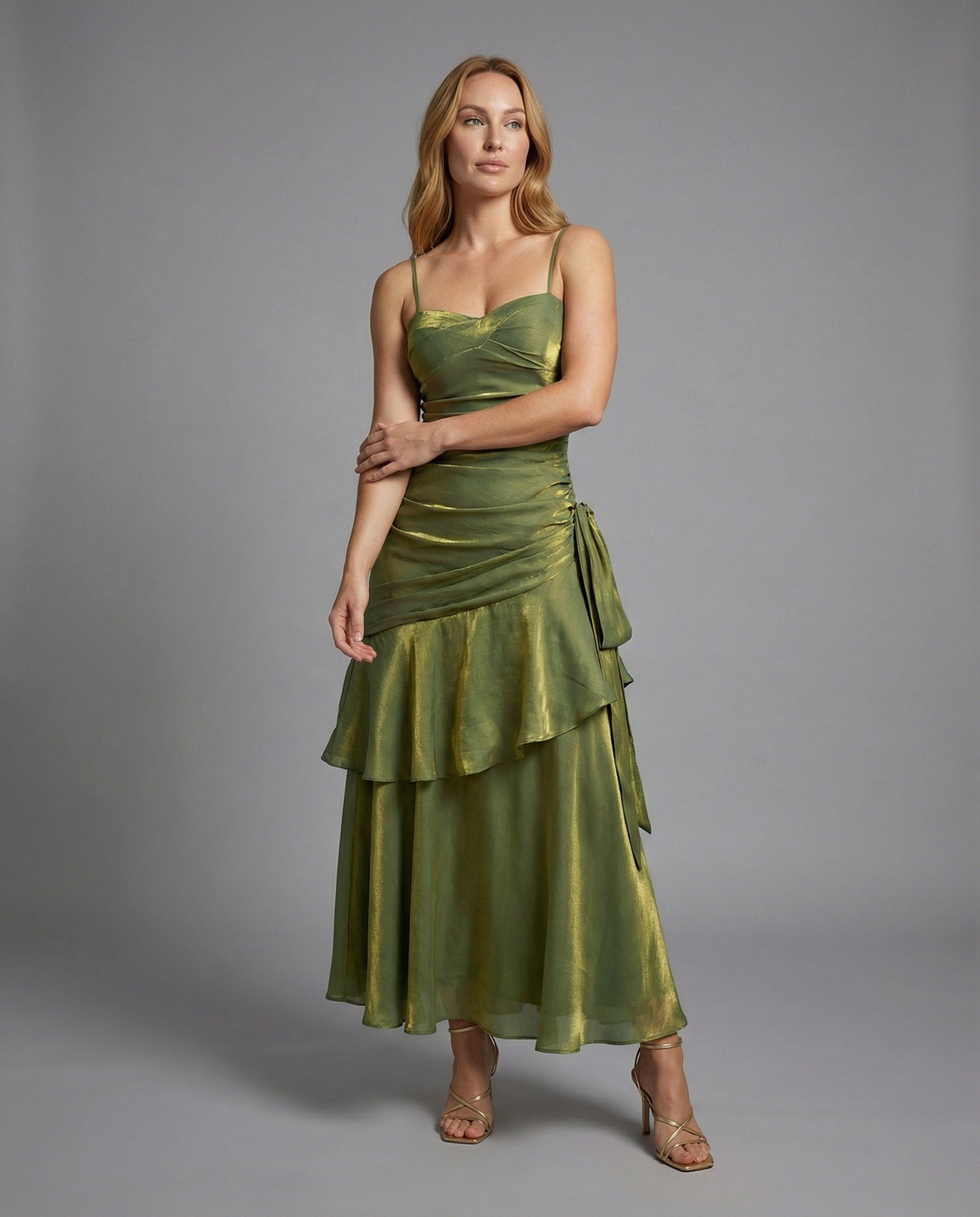 Damen Abendkleid Satin Herz Ausschnitt - Norvielle