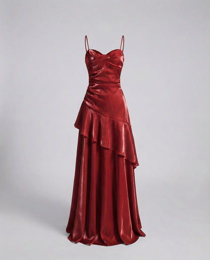 Damen Abendkleid Satin Herz Ausschnitt