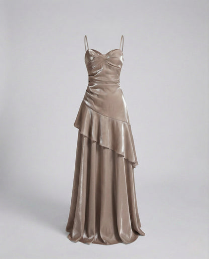 Damen Abendkleid Satin Herz Ausschnitt