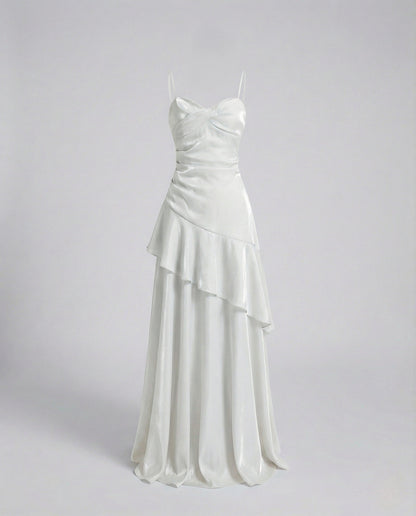 Damen Abendkleid Satin Herz Ausschnitt
