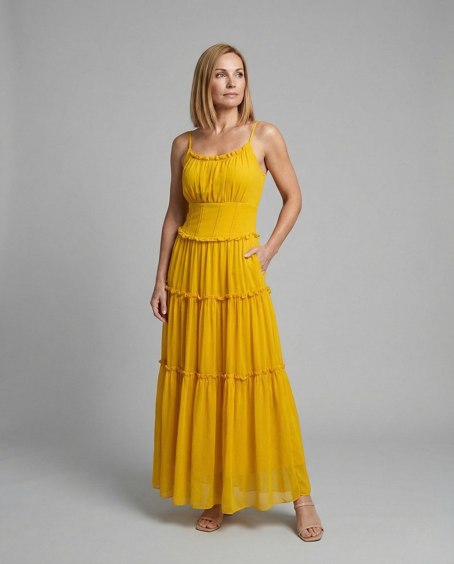Damen Maxikleid Boho-Stil Volantrock - Norvielle
