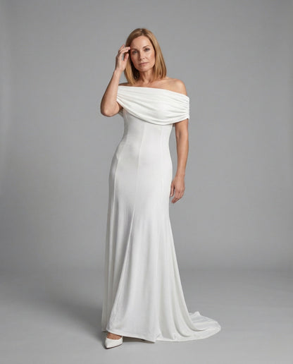 Damen Abendkleid Schalkragen Carmen - Norvielle