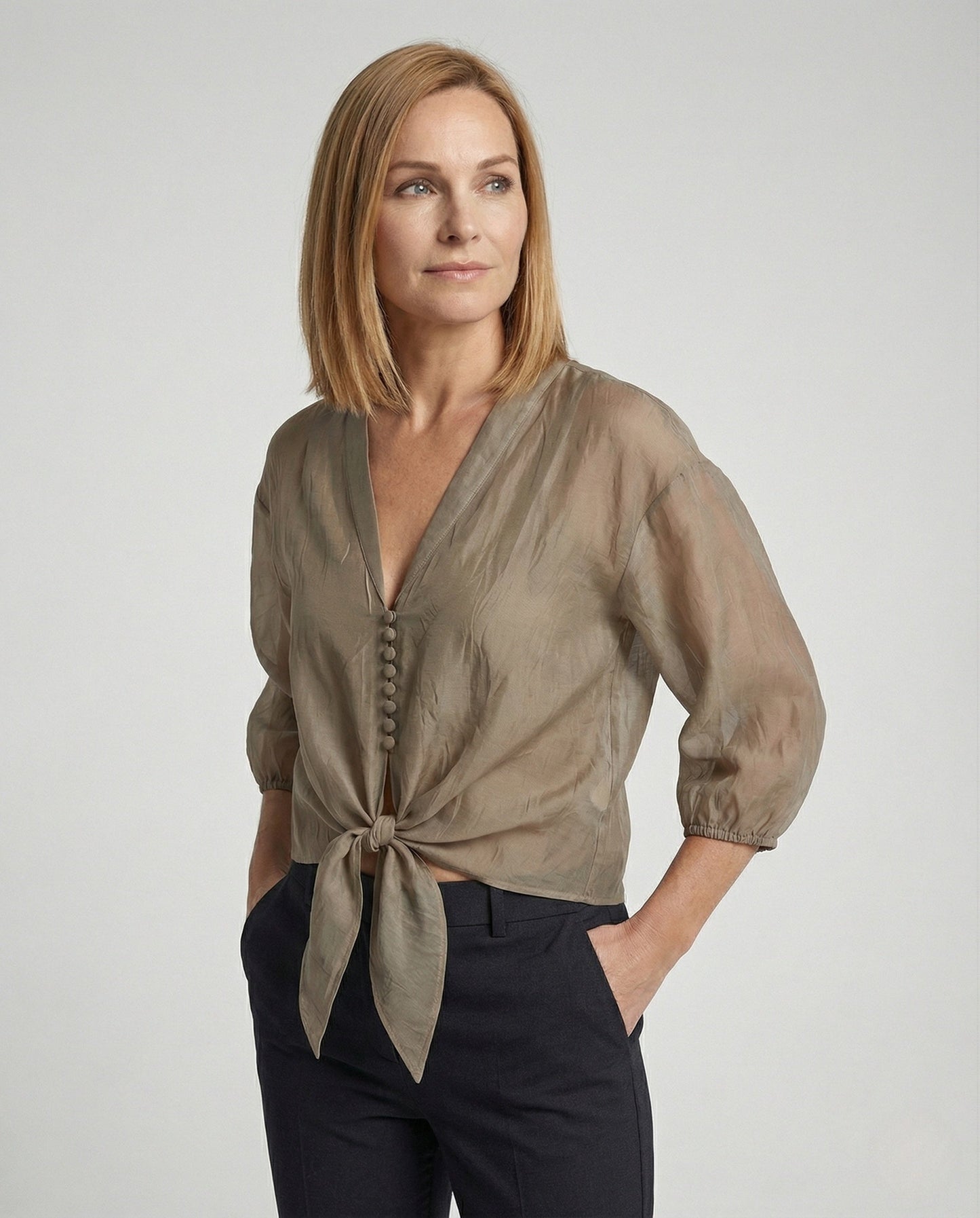 Damen Chiffon Bluse Puffärmel - Norvielle