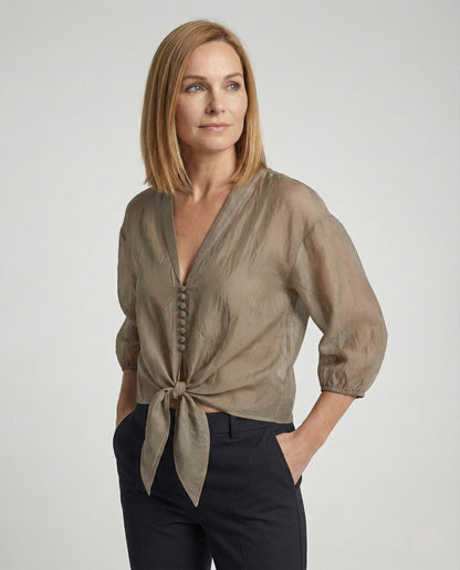 Damen Chiffon Bluse Puffärmel - Norvielle
