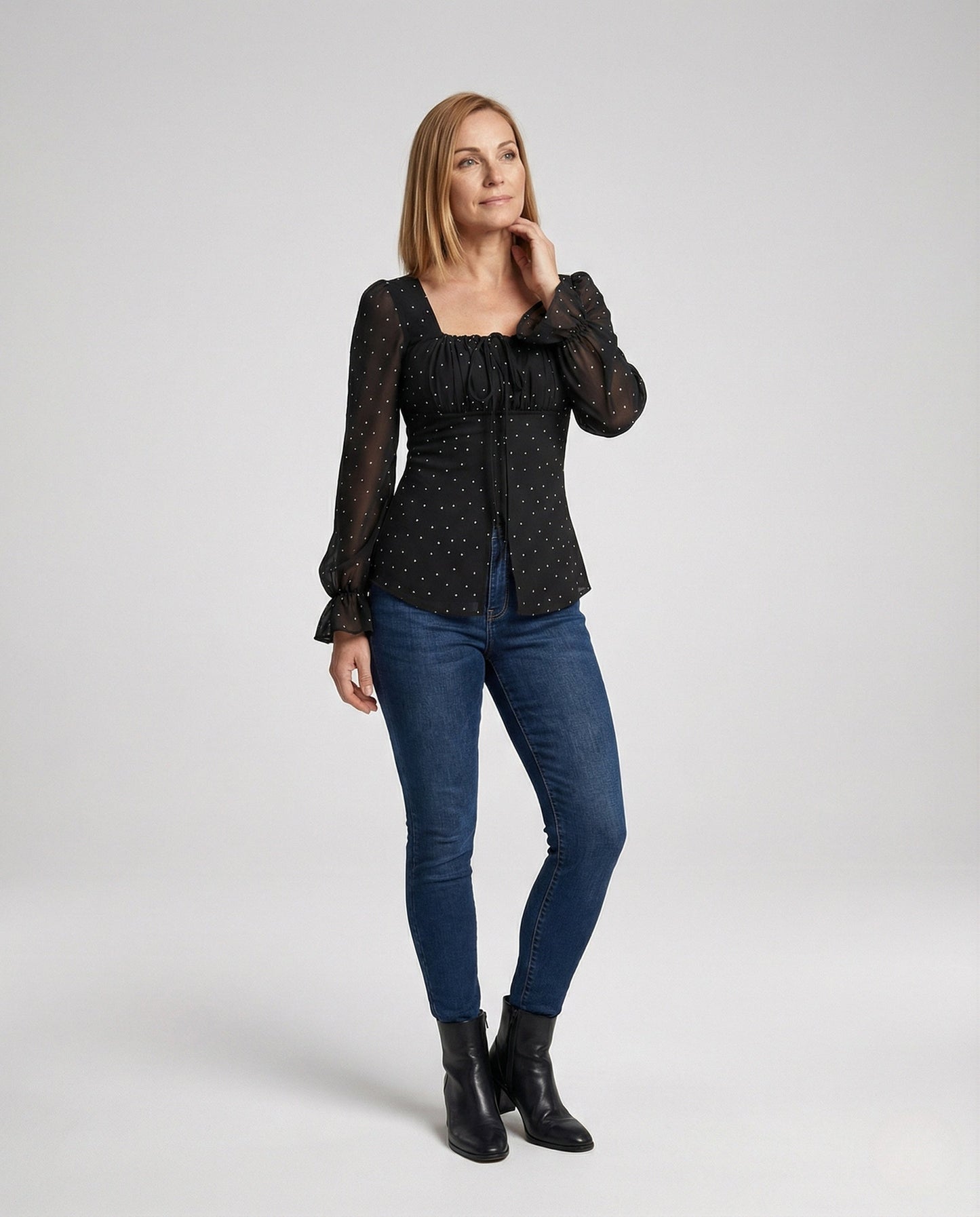 Damen Chiffon Bluse Quadrat-Ausschnitt - Norvielle