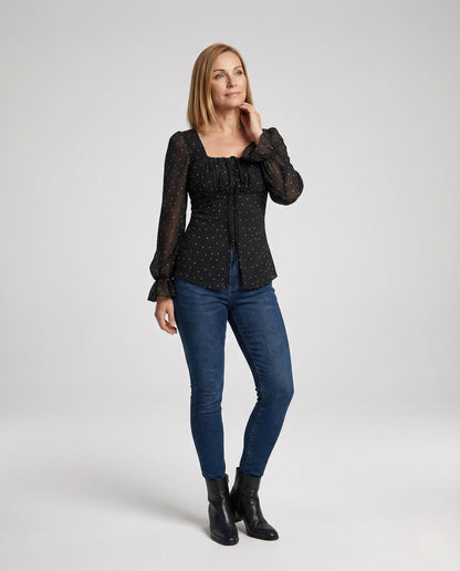 Damen Chiffon Bluse Quadrat-Ausschnitt - Norvielle