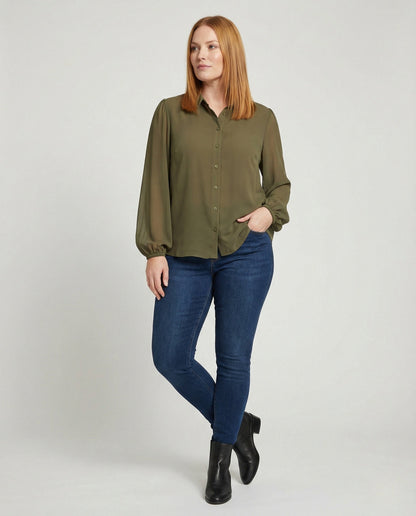 Damen Viskose Bluse Stehkragen - Norvielle