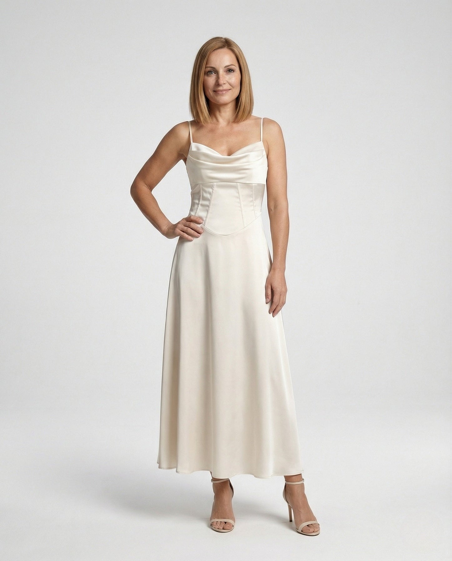 Damen Maxikleid Satin Drapiert Schwarz - Norvielle