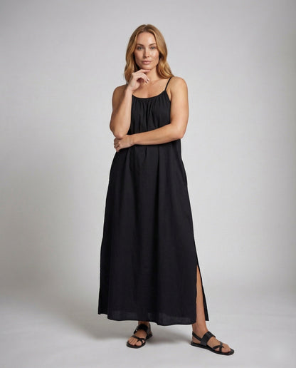 Damen Maxikleid Plissee mit schmalen Trägern - Norvielle