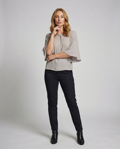 Damen Chiffonbluse Flügelärmel Eleganz - Norvielle