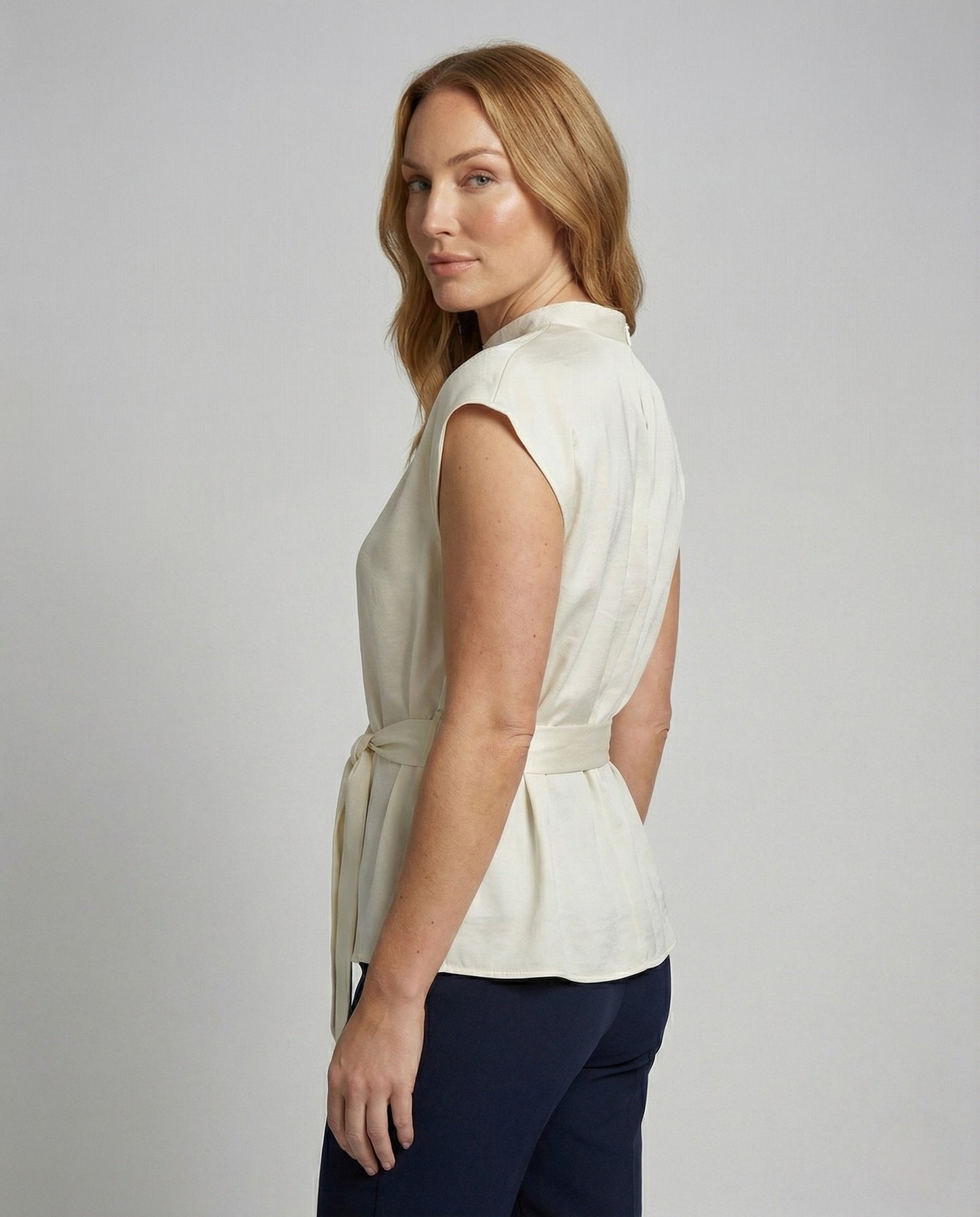 Damen Satin Bluse Stehkragen - Norvielle