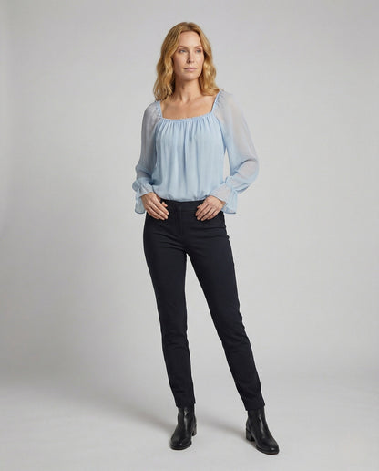 Damen Chiffon Bluse Carree Ausschnitt - Norvielle