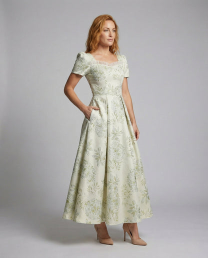 Damen Ballkleid Florales Jacquard - Norvielle