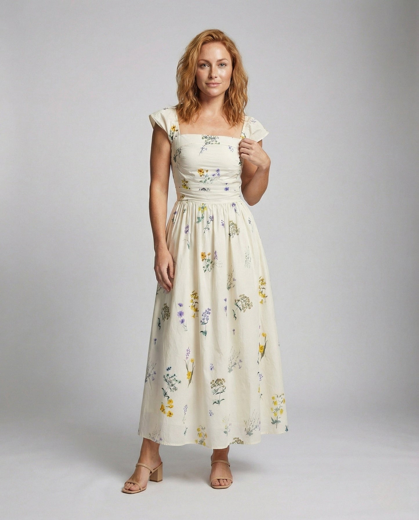 Damen Sommermaxikleid Floralmuster mit Corsage - Norvielle