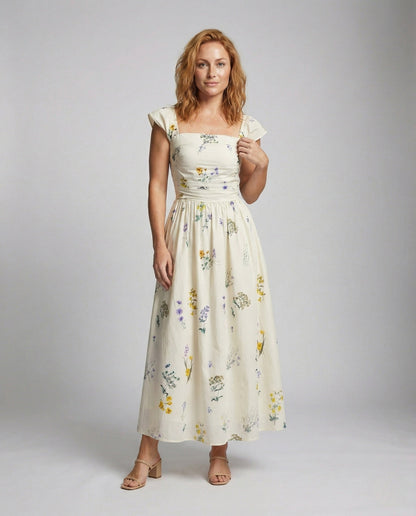 Damen Sommermaxikleid Floralmuster mit Corsage - Norvielle