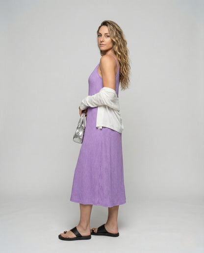 Damen Midikleid Gecrinkelt Spaghettiträger - Norvielle