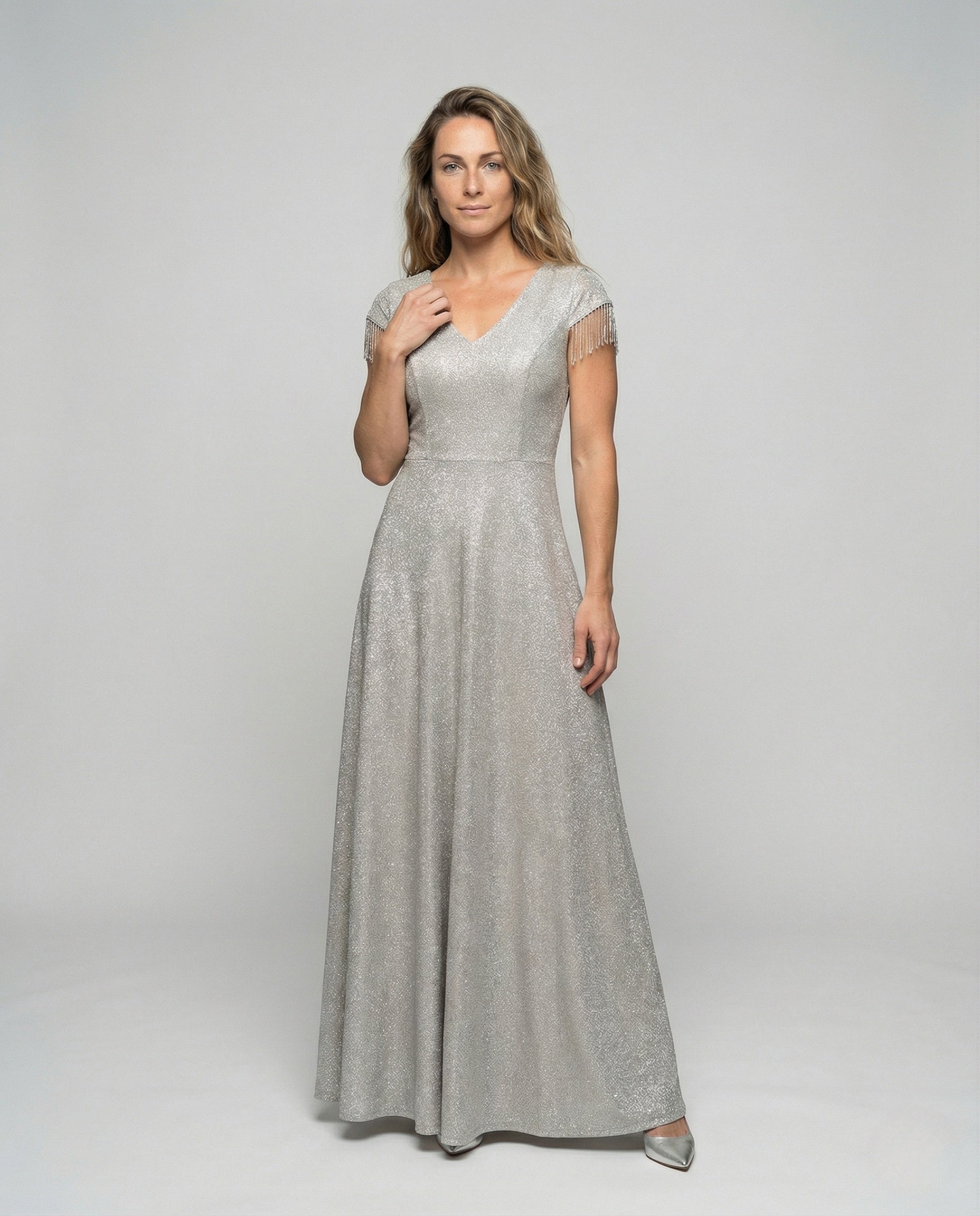 Damen Abendkleid Glitzernd Fransenärmel - Norvielle