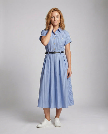Damen Hemdkleid Kurzarm Nadelstreifen - Norvielle