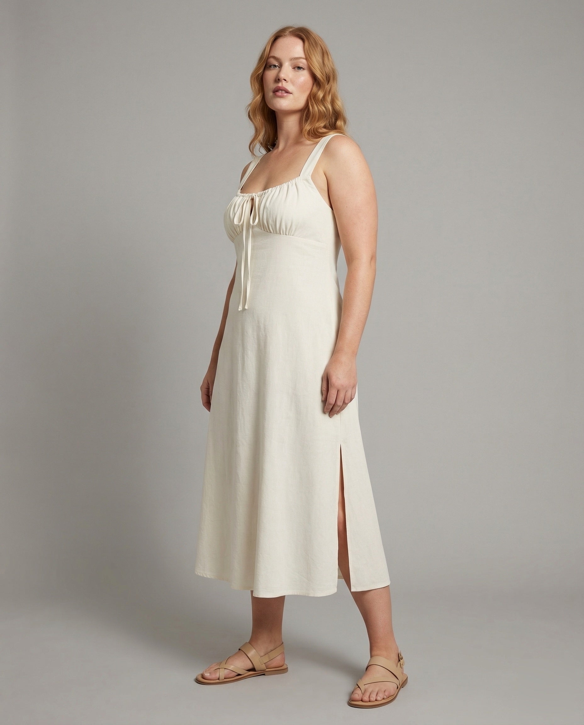 Damen A-Linien Kleid Lang mit Schlitz - Norvielle