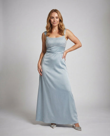 Damen Abendkleid Lang Empire Schnitt Besticktes Bustier - Norvielle