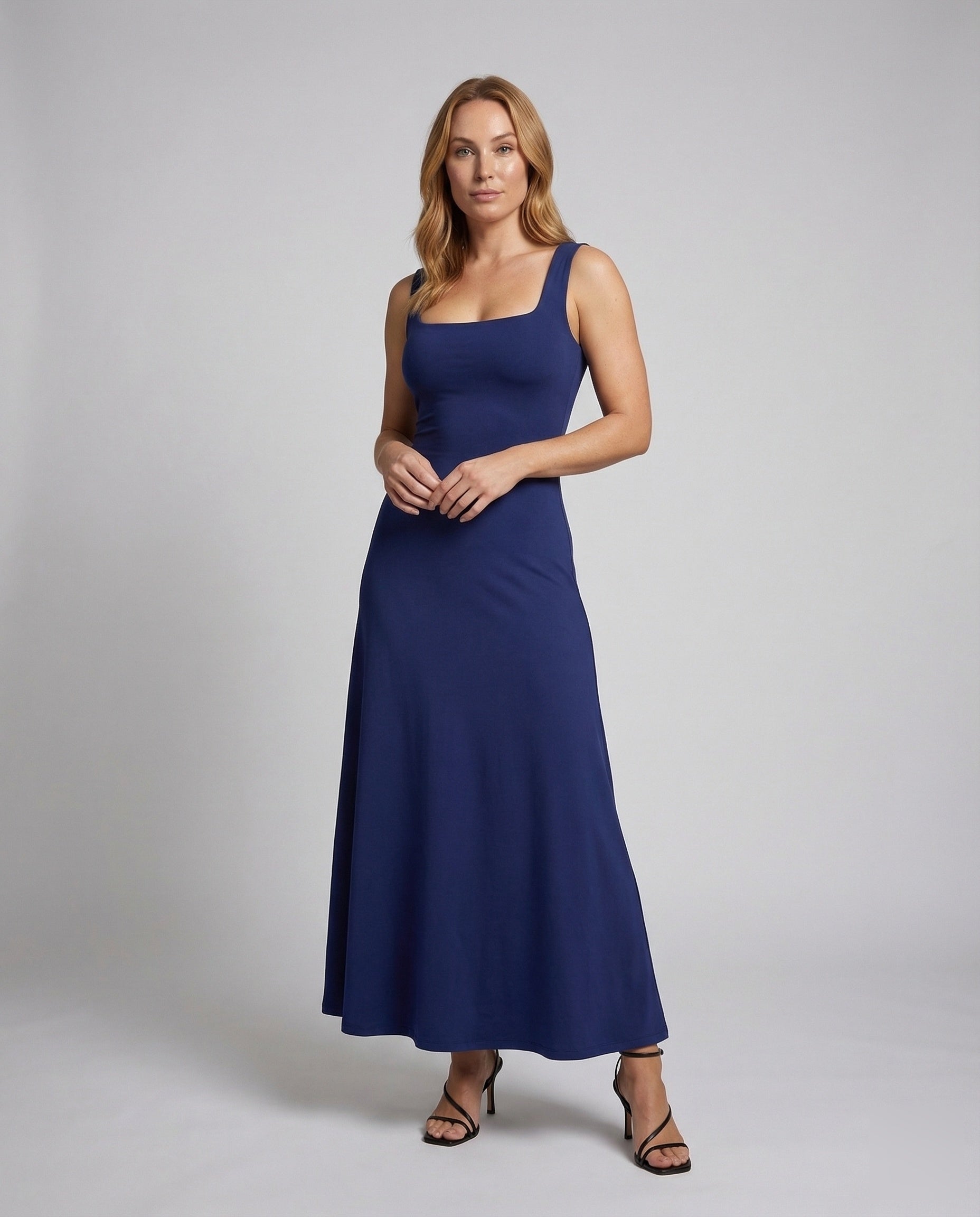 Damen Jerseykleid Stretch Eckiger Ausschnitt - Norvielle