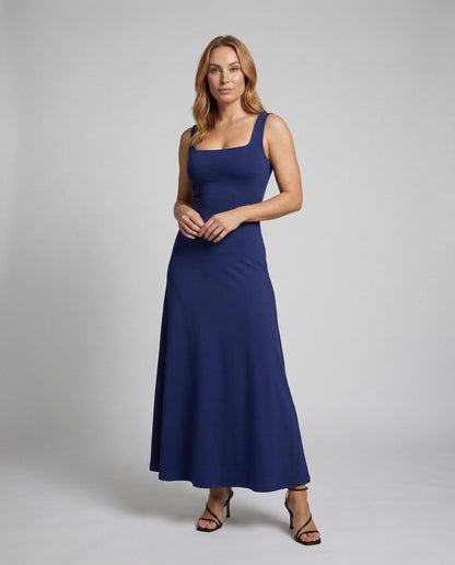 Damen Jerseykleid Stretch Eckiger Ausschnitt - Norvielle