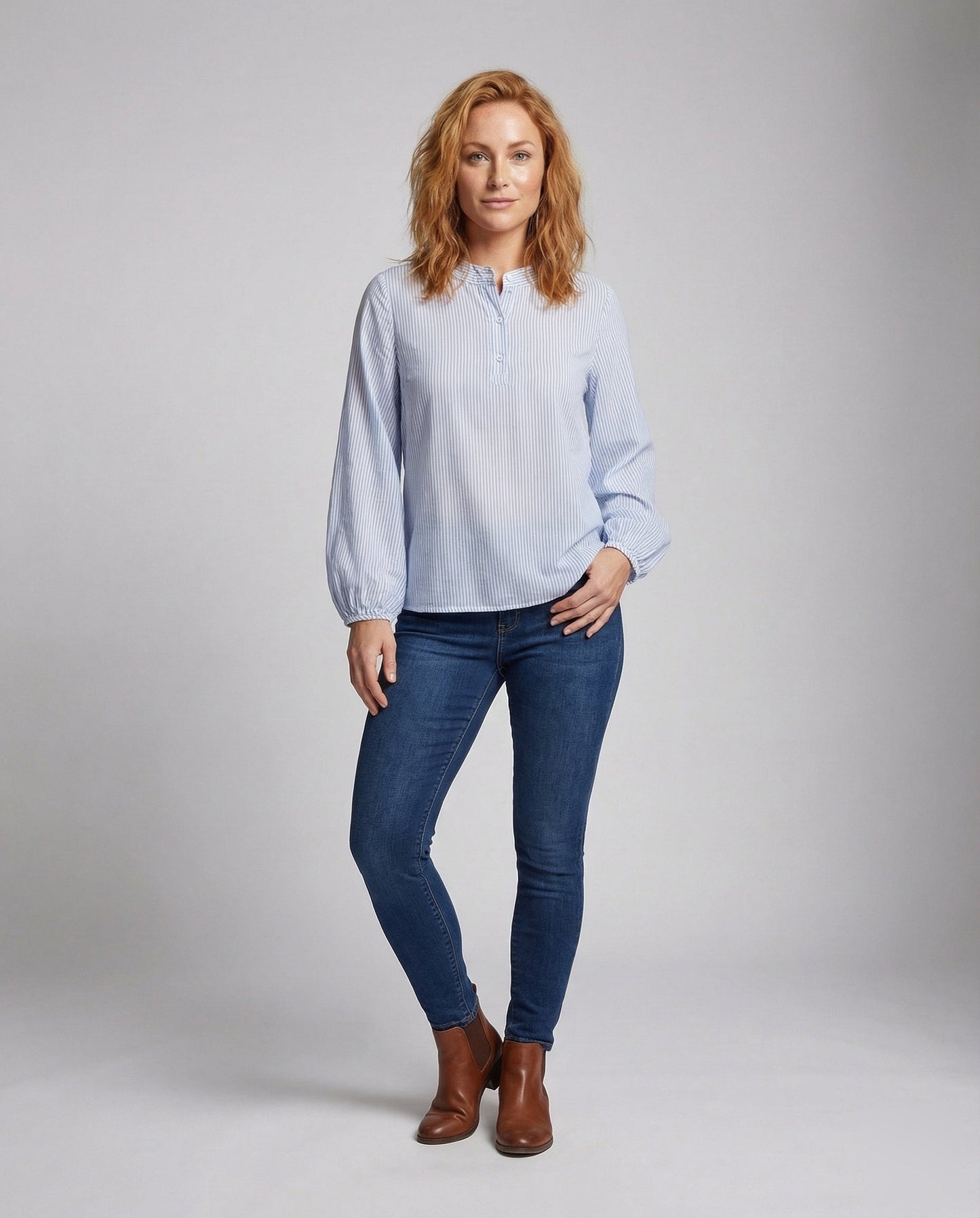 Damen Bluse Chiffon Stehkragen - Norvielle