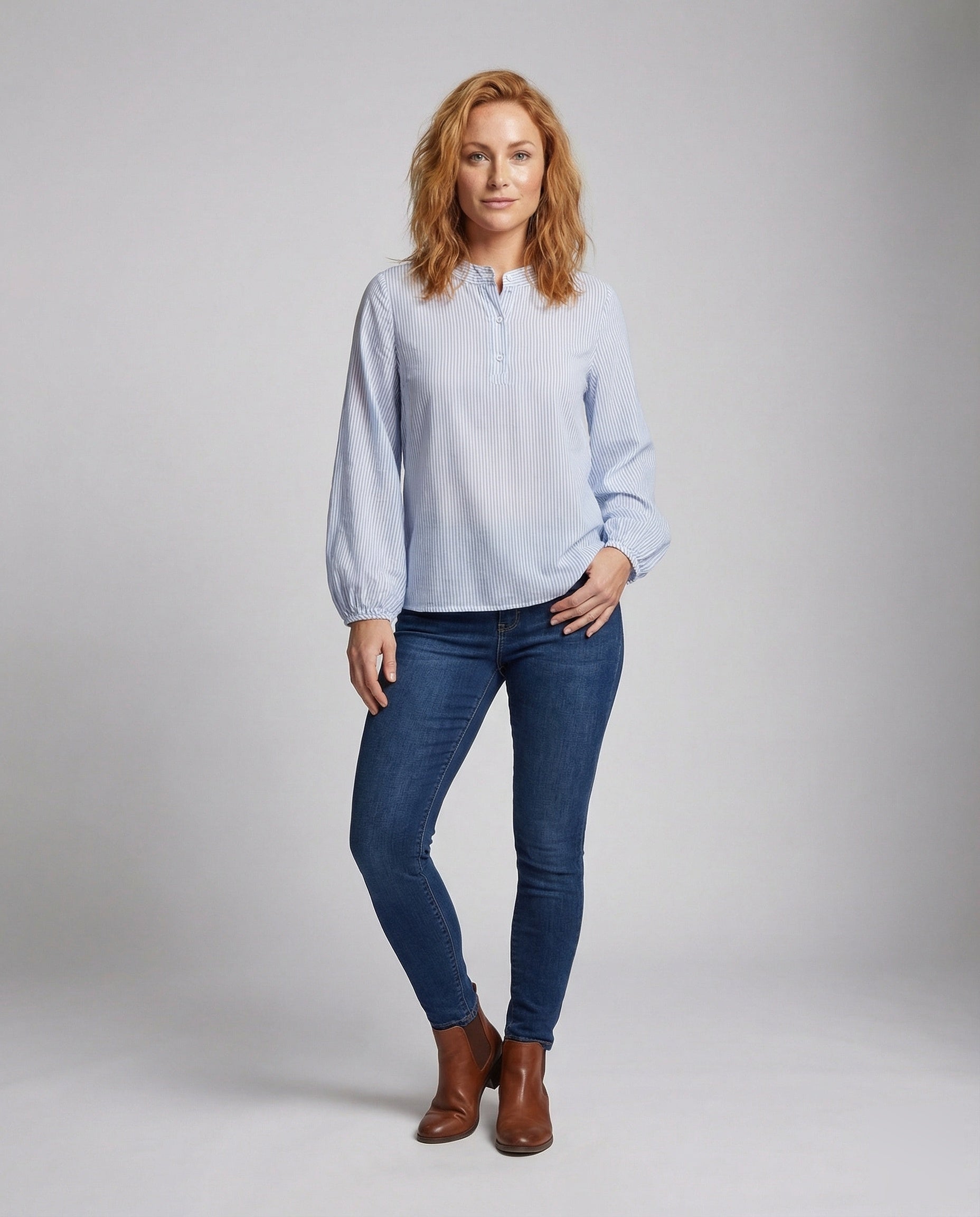 Damen Bluse Chiffon Stehkragen - Norvielle