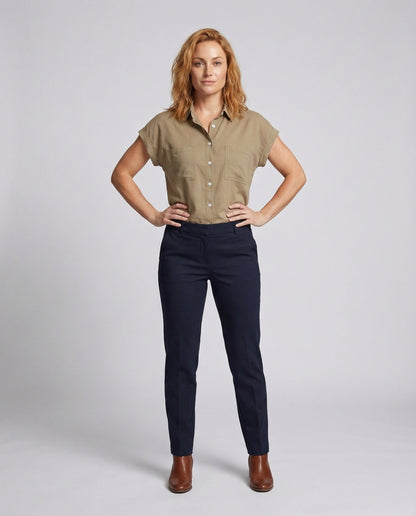 Damen Hemdbluse Kurzarm mit Brusttaschen - Norvielle