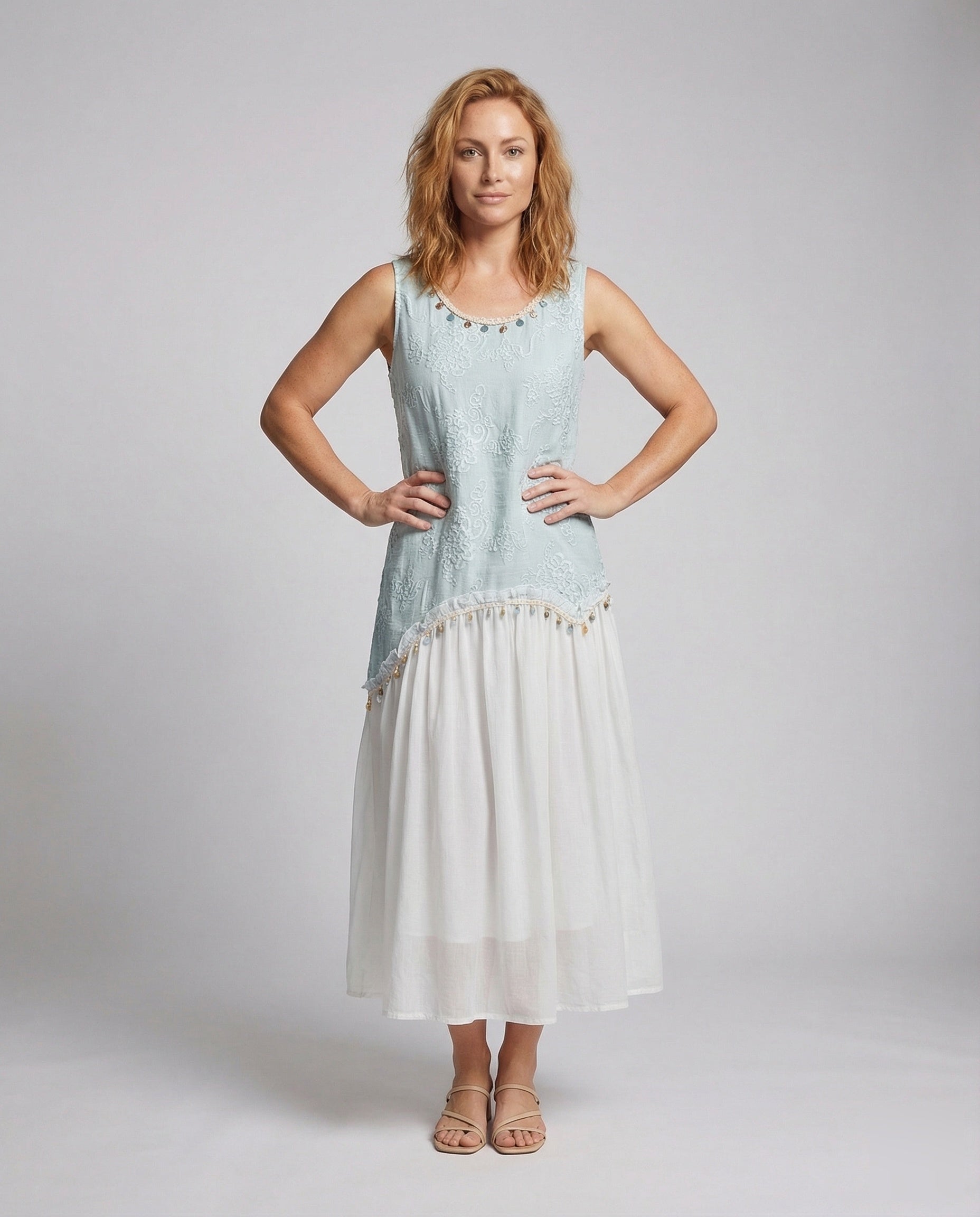 Damen Midikleid Häkeloberteil - Norvielle