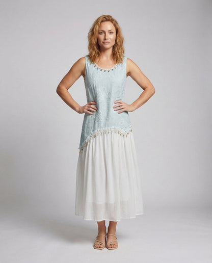 Damen Midikleid Häkeloberteil - Norvielle