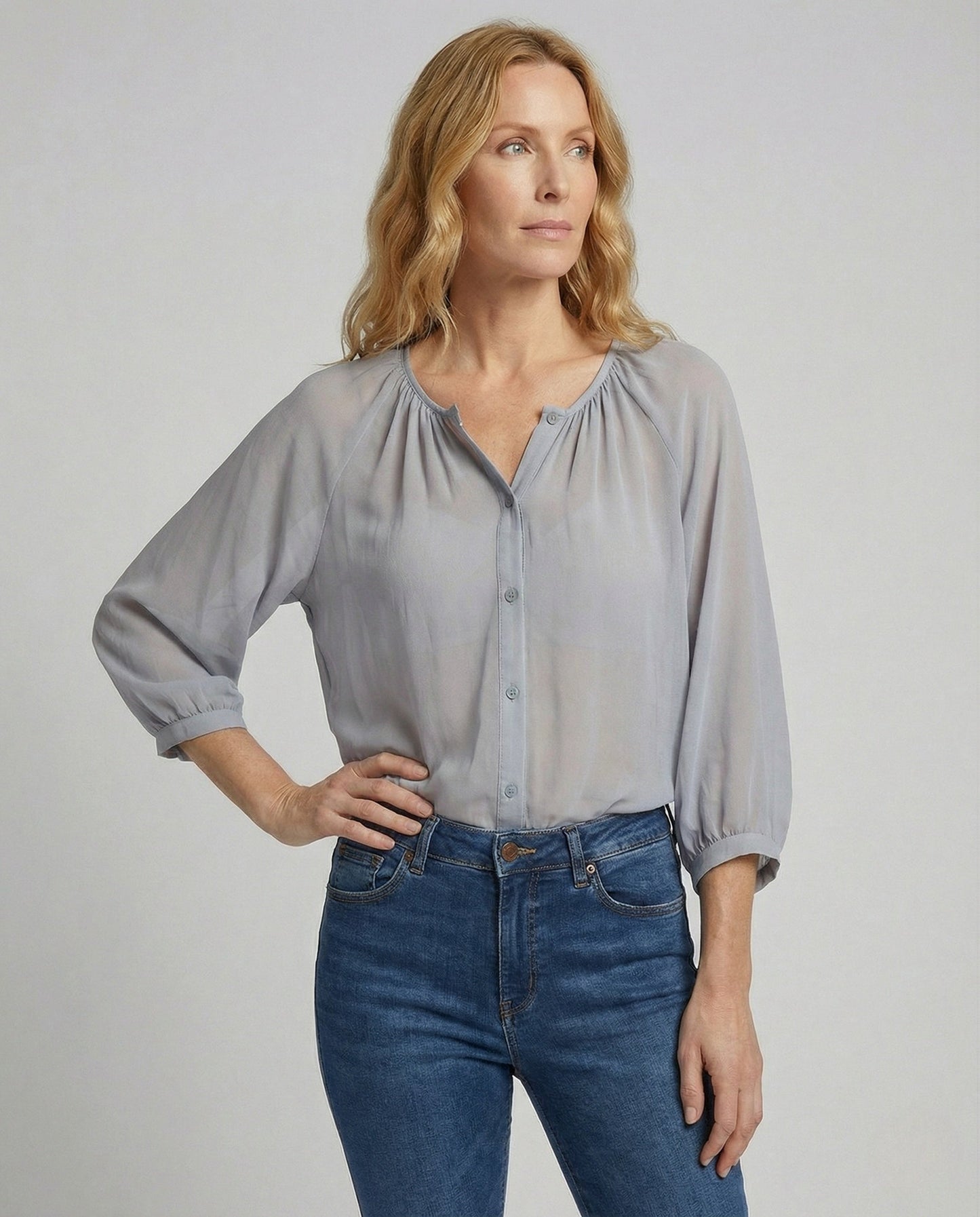 Damen Bluse Voile Ballonärmel - Norvielle