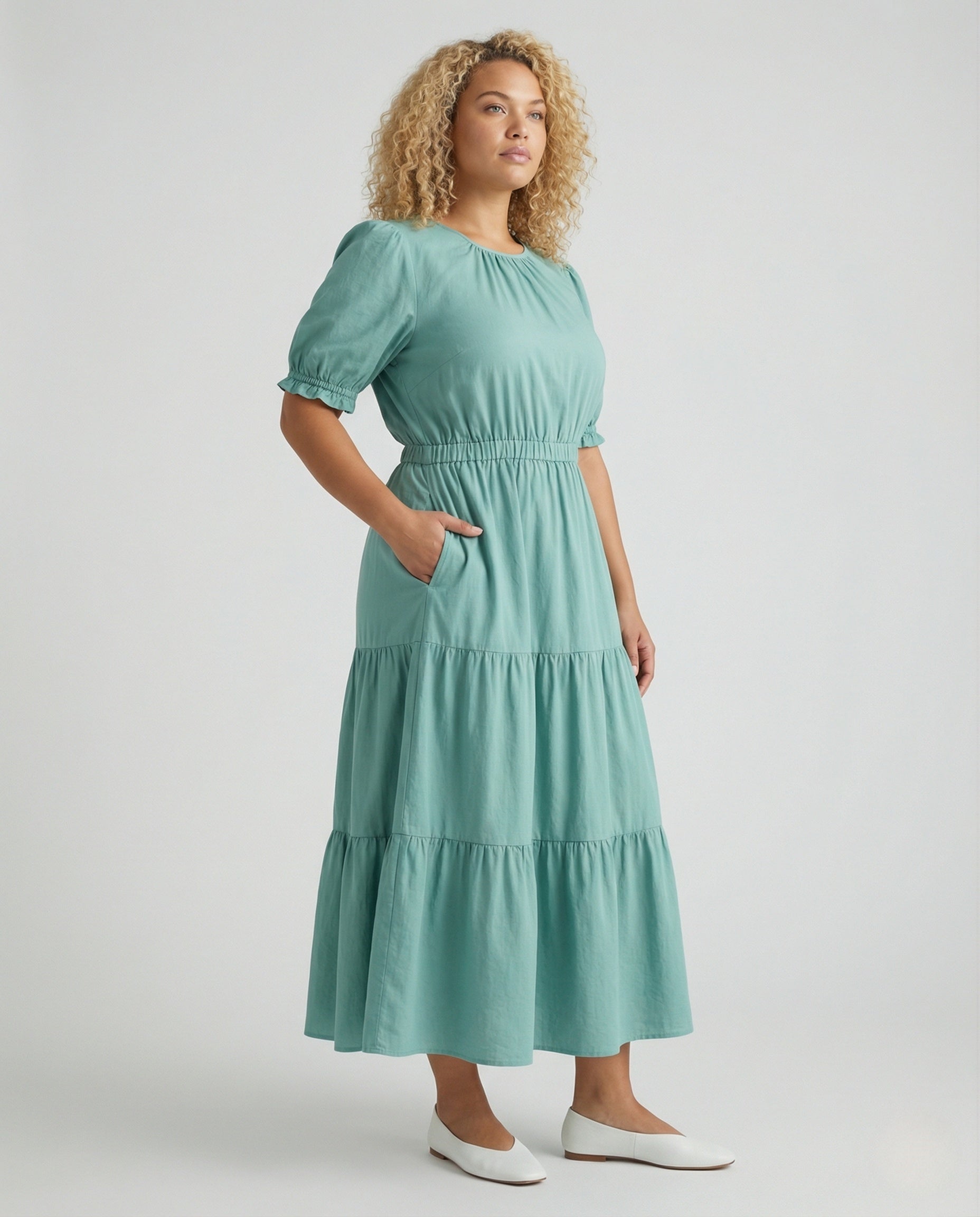 Damen Maxikleid Ethnomuster Volantrock - Norvielle