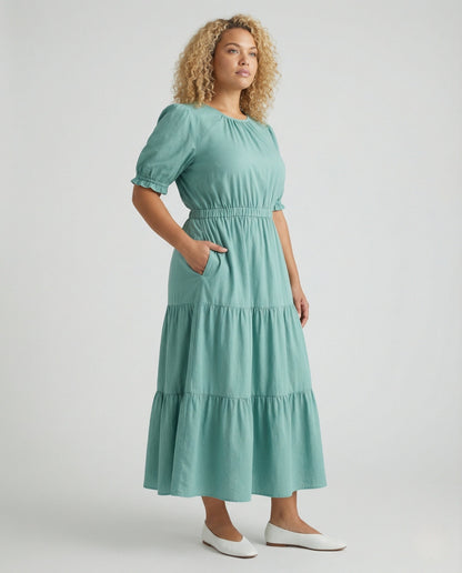 Damen Maxikleid Ethnomuster Volantrock - Norvielle