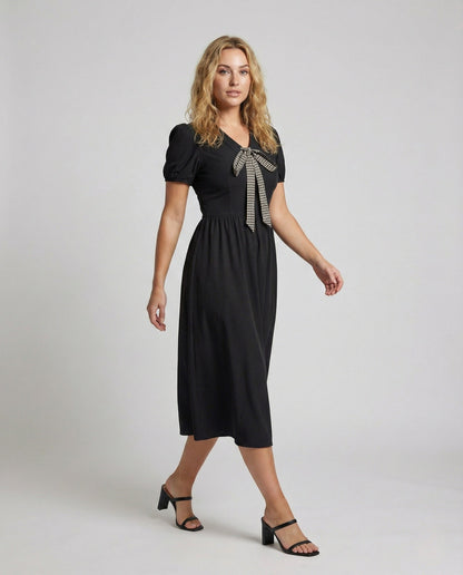 Damen Midikleid Vichy Muster mit Schleife - Norvielle
