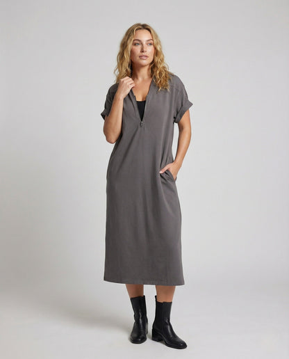 Damen Midikleid Reißverschluss Freizeitkleid - Norvielle