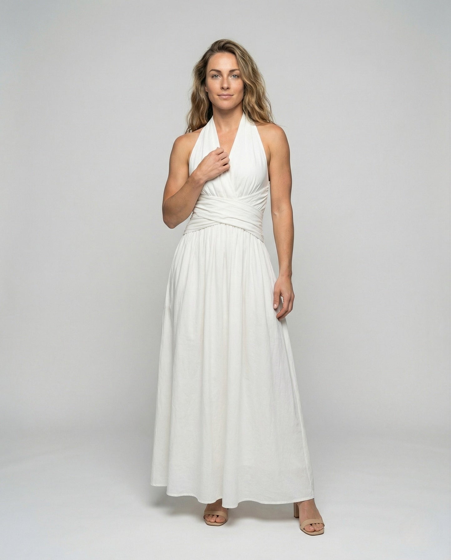 Damen Maxikleid Neckholder Wickeltaille - Norvielle