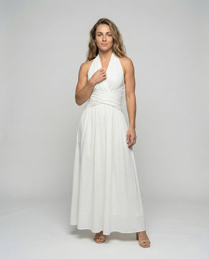 Damen Maxikleid Neckholder Wickeltaille - Norvielle