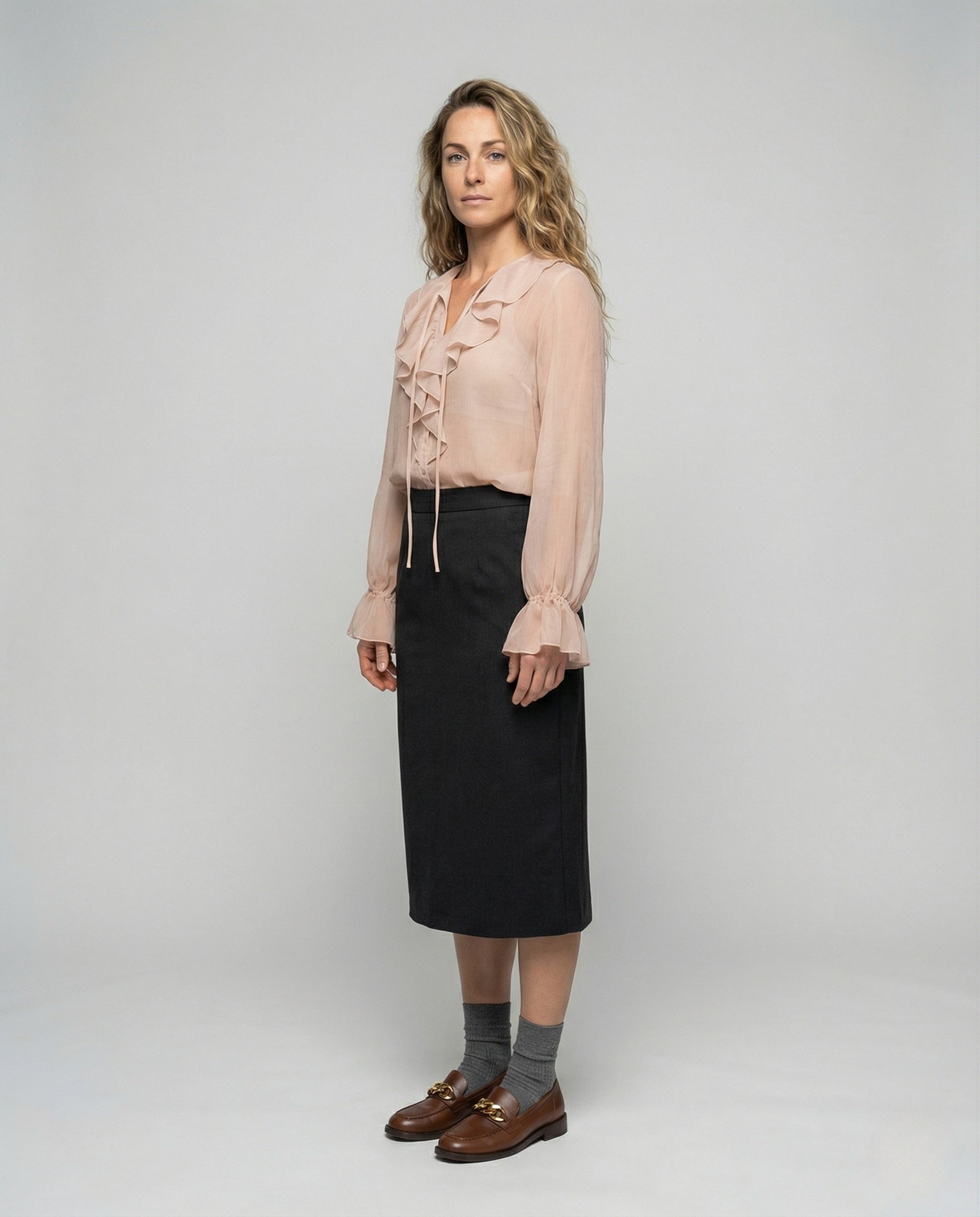Damen Chiffonbluse Romantisch Volantkragen - Norvielle