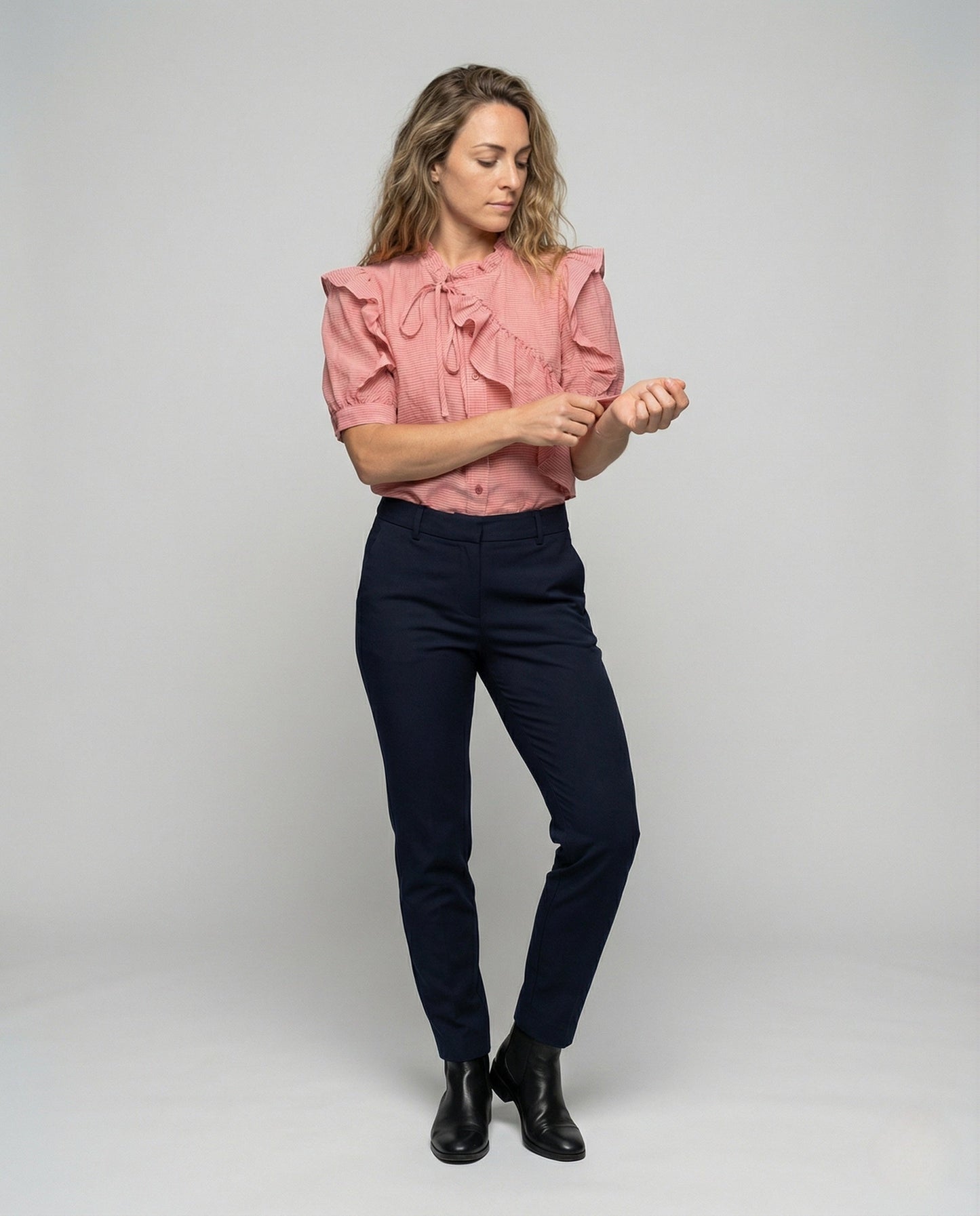Damen Bluse Asymmetrisch Rüschen V-Ausschnitt - Norvielle