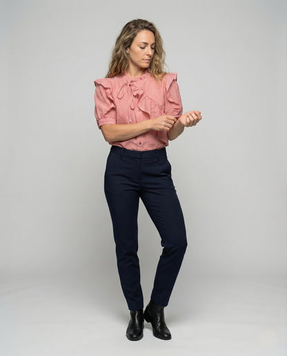 Damen Bluse Asymmetrisch Rüschen V-Ausschnitt - Norvielle