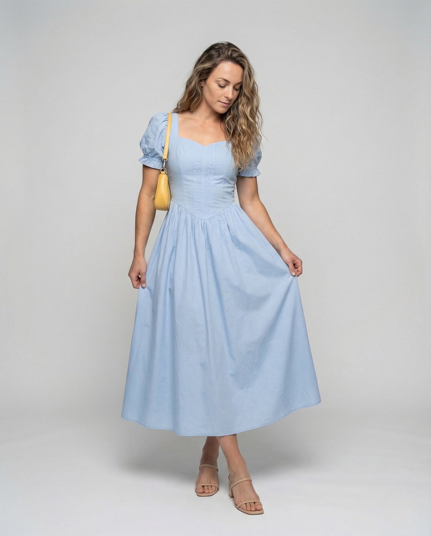 Damen Maxi-Kleid mit Korsage und Puffärmeln - Norvielle
