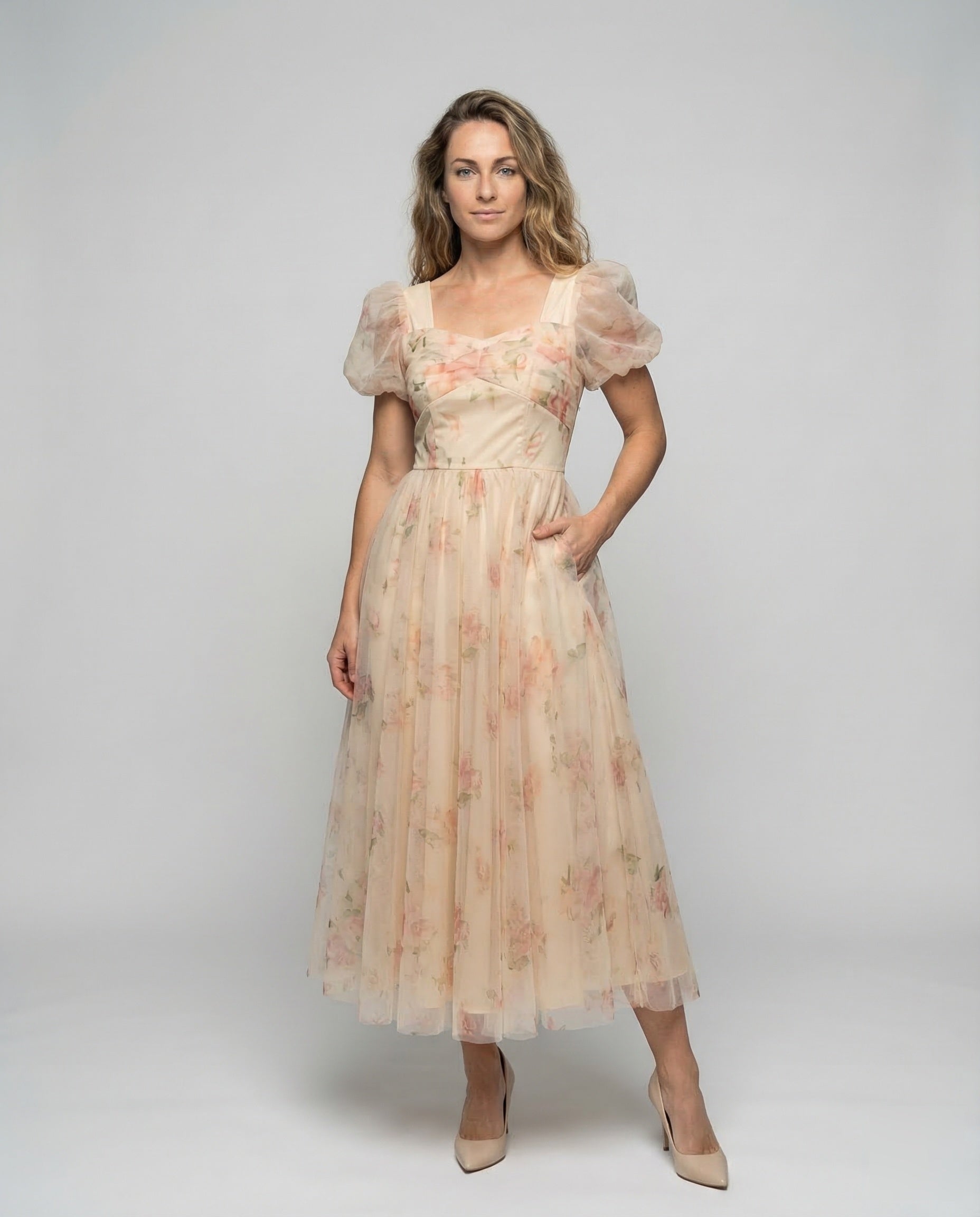 Damen Maxikleid Tüll Spaghettiträger - Norvielle