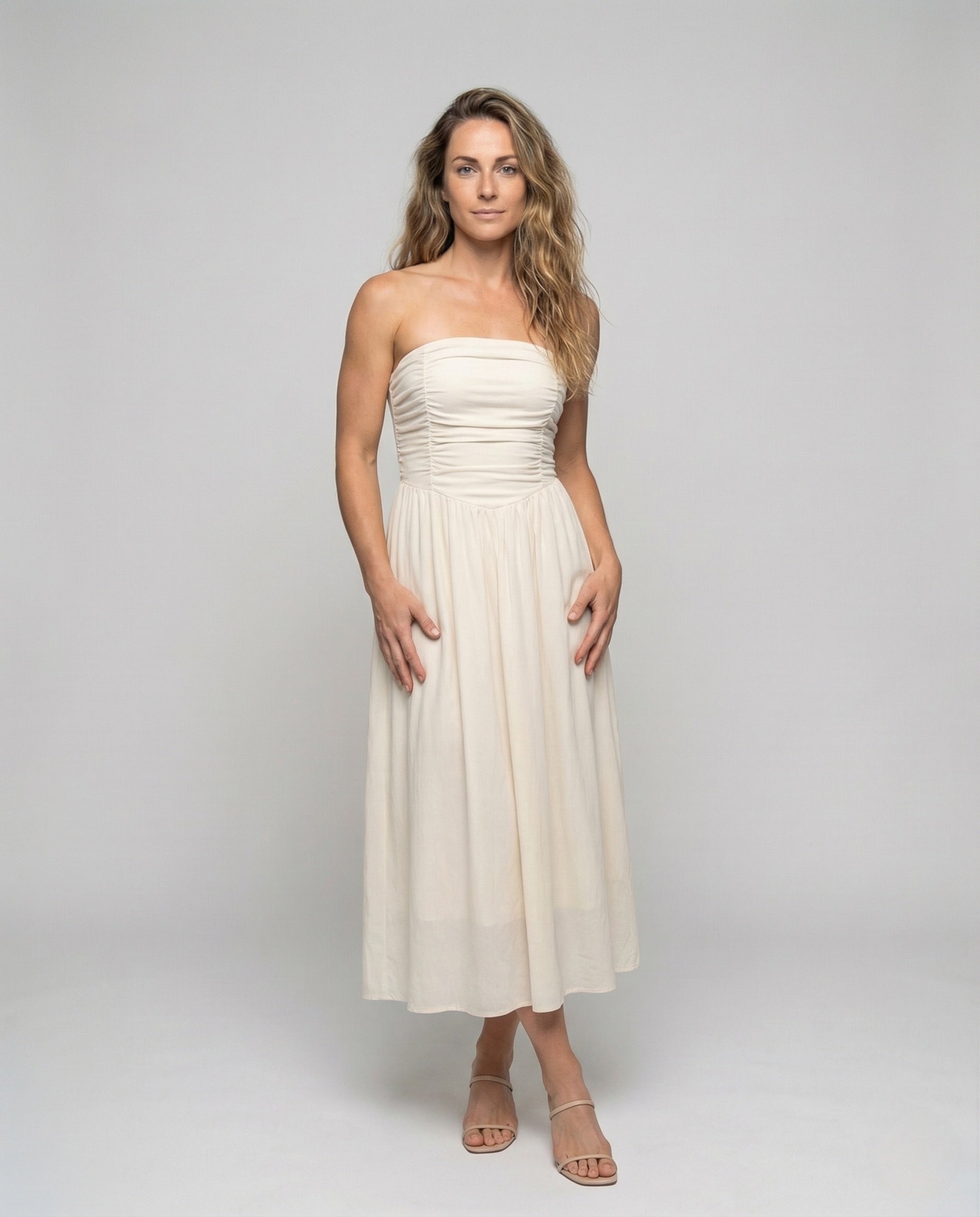 Damen A-Linie Maxikleid Bandeau Schwarz - Norvielle