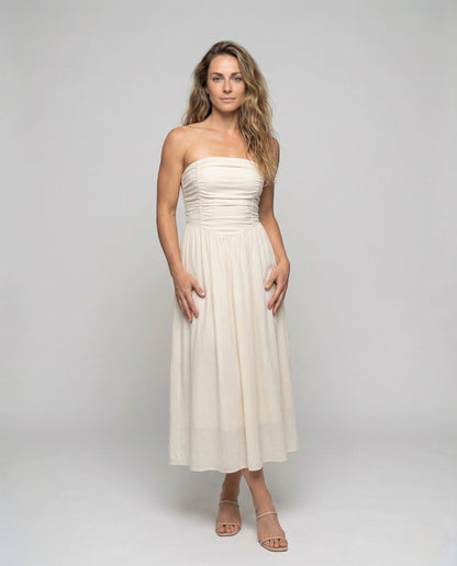 Damen A-Linie Maxikleid Bandeau Schwarz - Norvielle